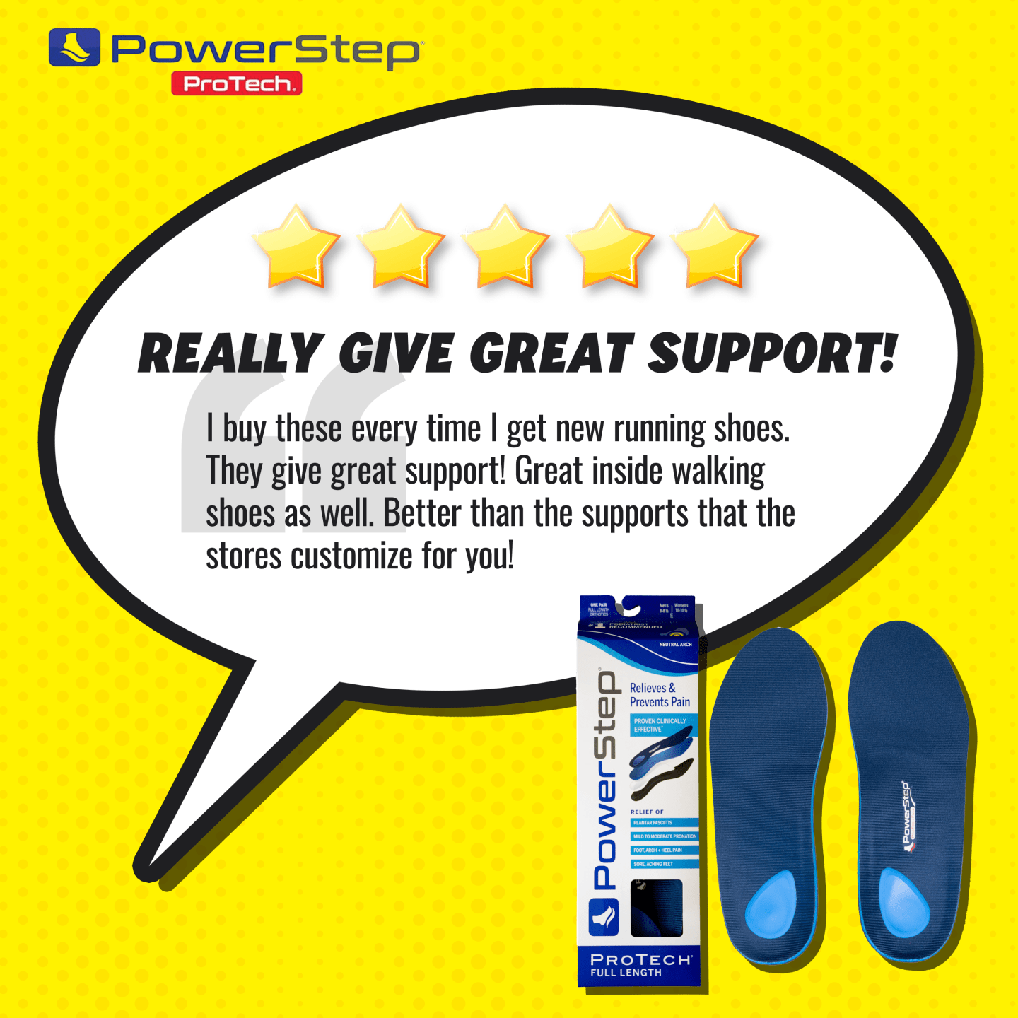 Powerstep Classic Thin Insoles for Arch Support and Pain Relief