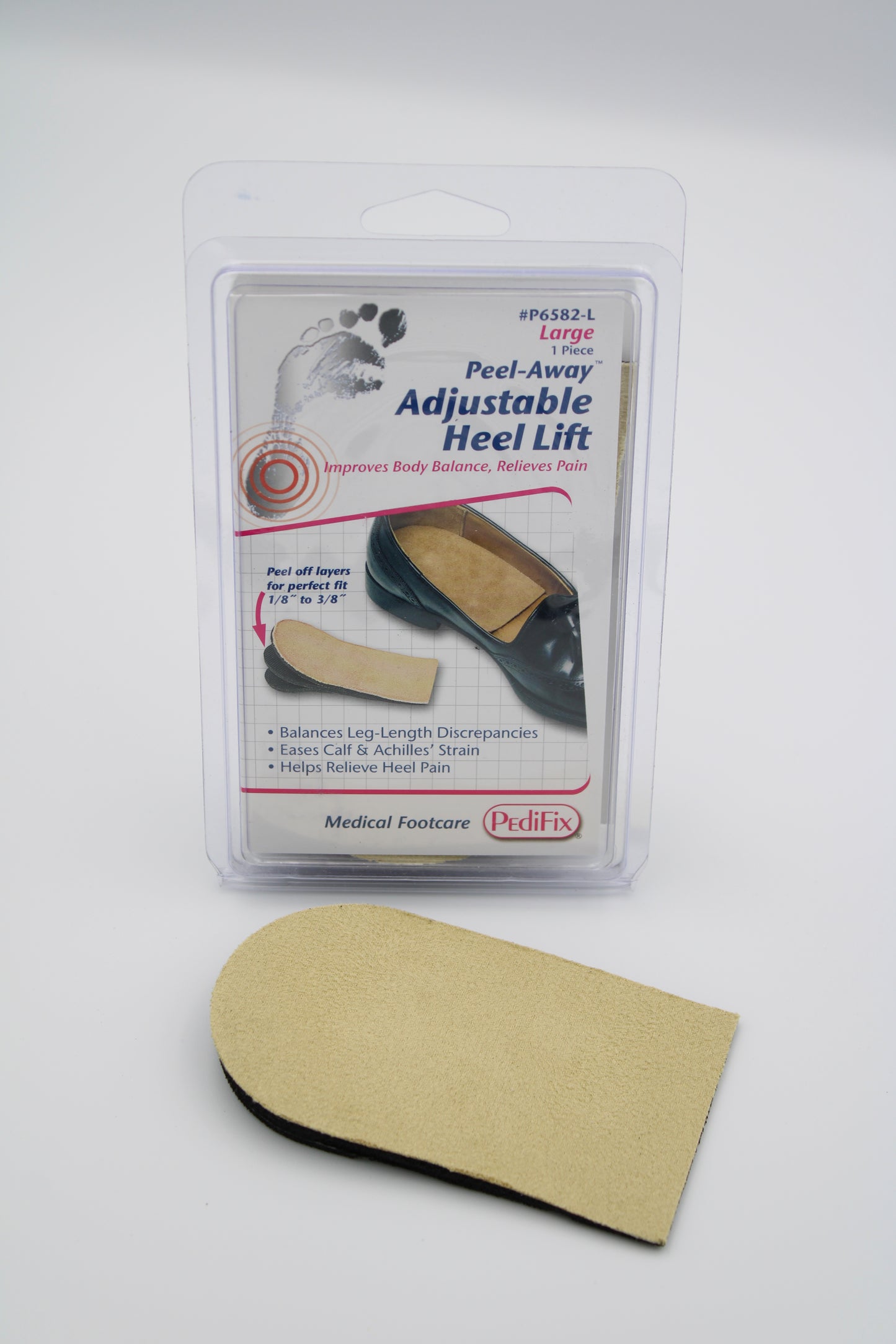 PediFix Peel-Away Adjustable Heel Lift to improve Body Balance, Relieve Pain