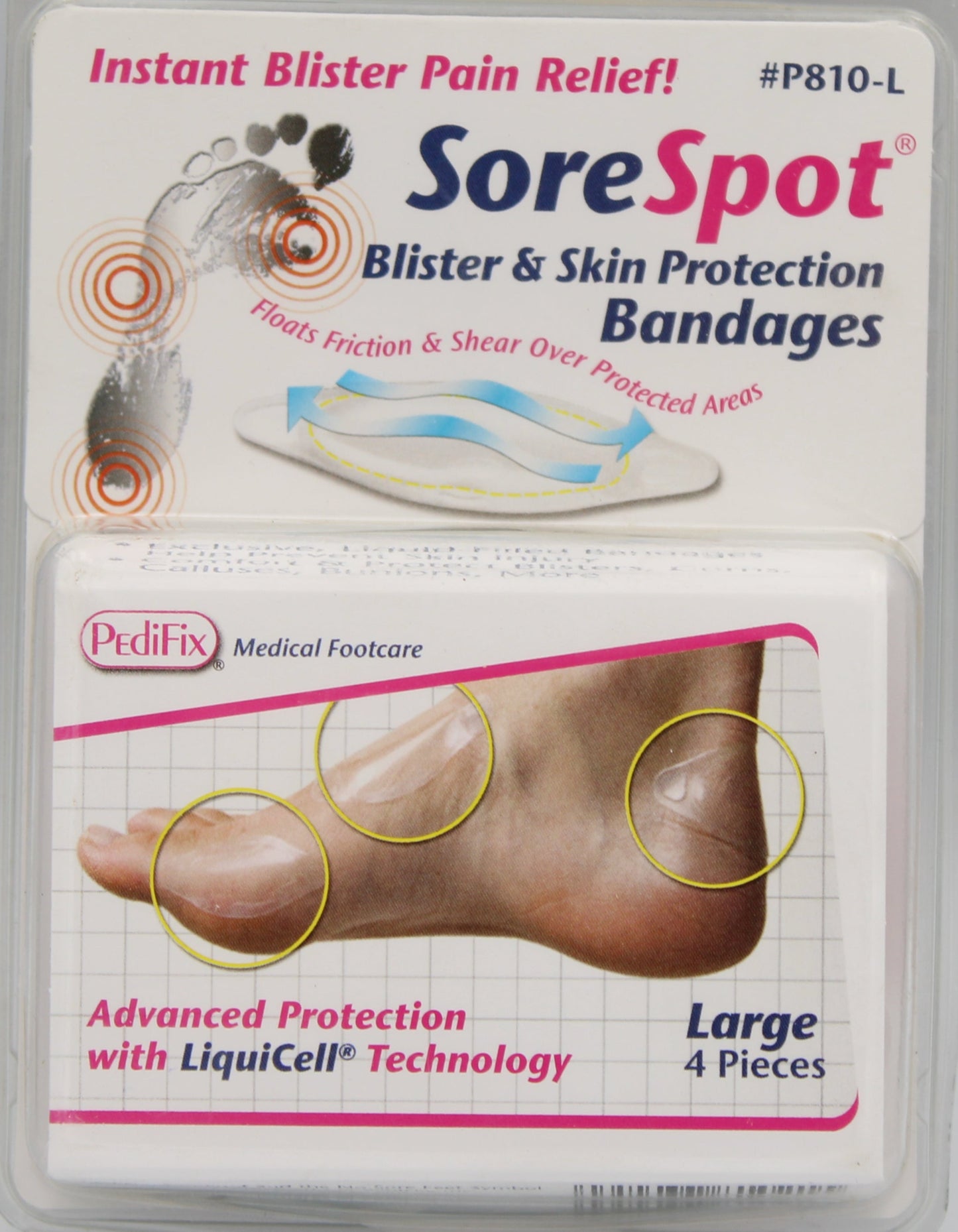 SoreSpot blister and skin protection bandages packaging on a gray background