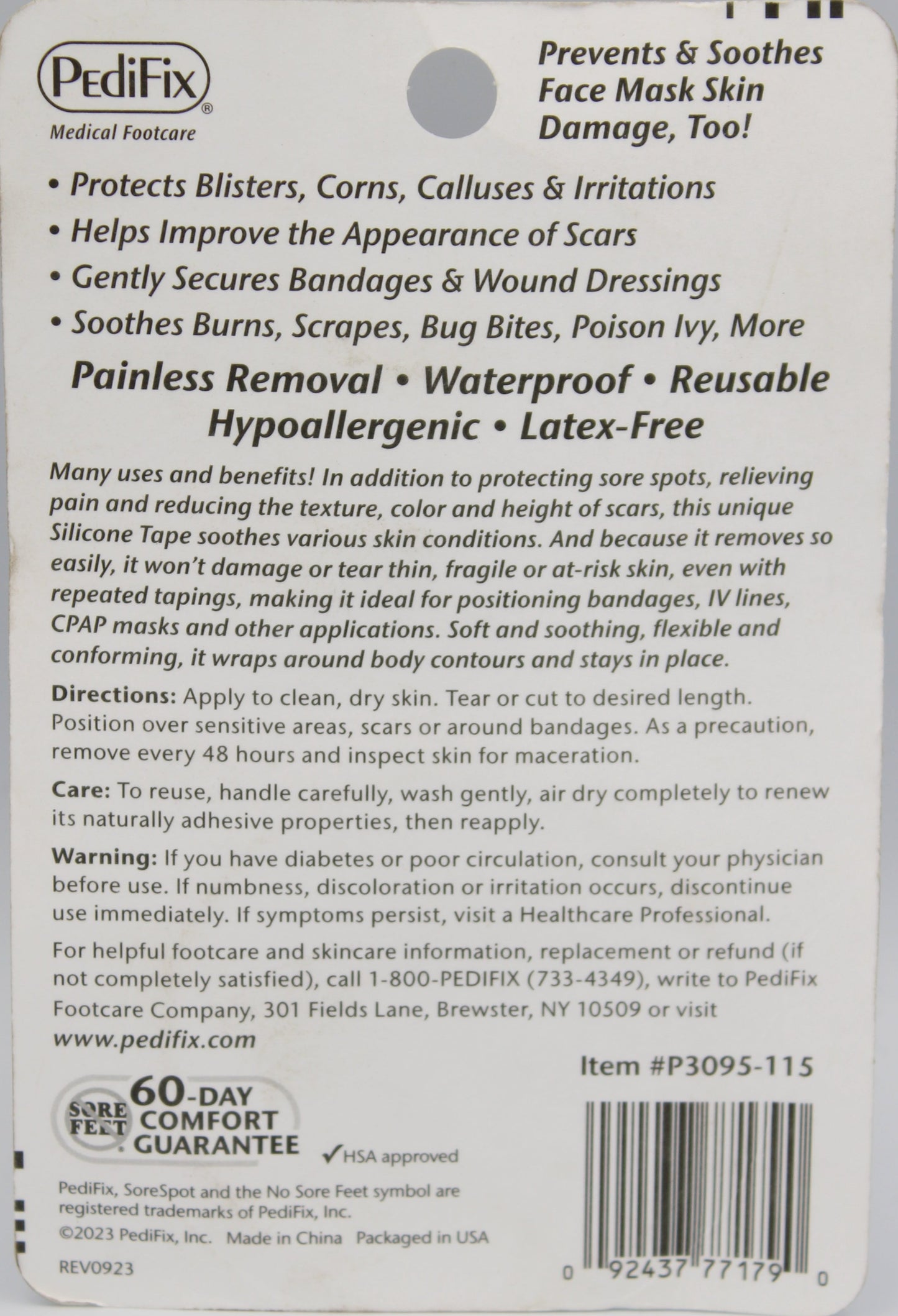 Back label of a product on a gray background