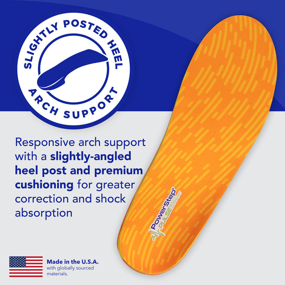Powerstep PULSE Maxx Support: Premium full Length Insoles for Casual and Athletic shoes, Men's and Women's