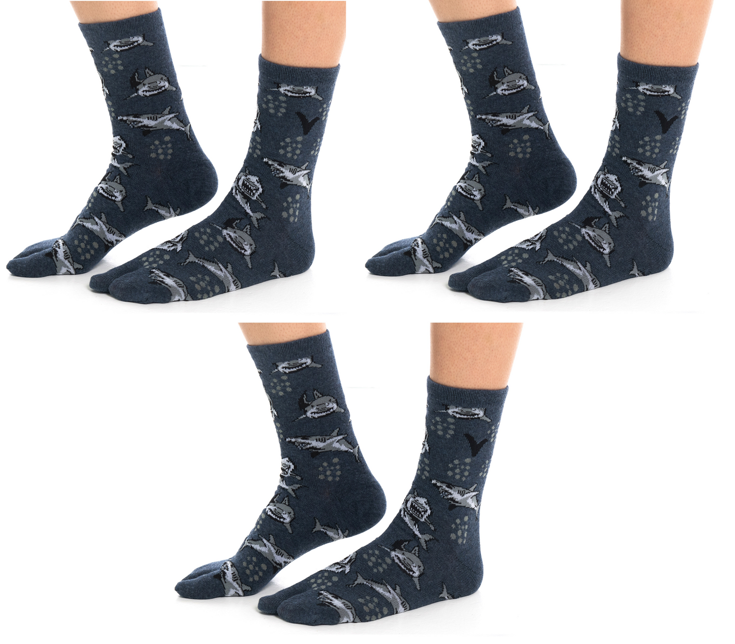 V-Toe Tabi Fun Pattern Socks - Ninja & Sushi - 3 Pairs