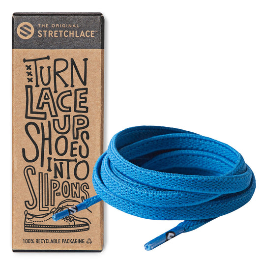 Neon Blue Flat Elastic Stretch Shoelaces
