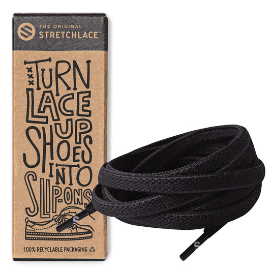 Black Flat Elastic Stretch Shoelaces