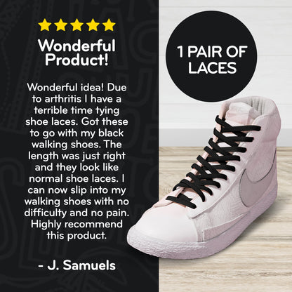 Black Flat Elastic Stretch Shoelaces