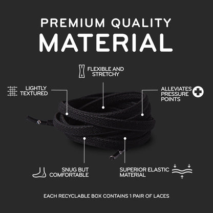 Black Flat Elastic Stretch Shoelaces