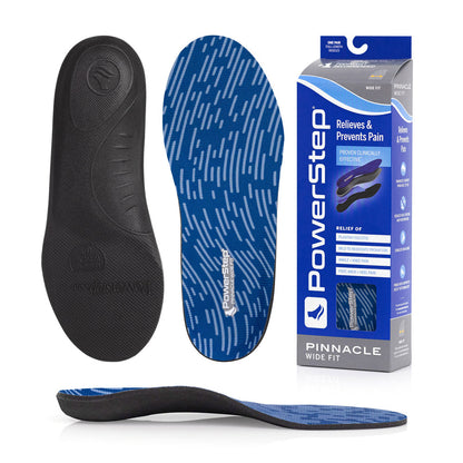 Powerstep Pinnacle WIDE fit full Length Insoles for Dress, Casual, or Athletic shoes, Men's and Women's