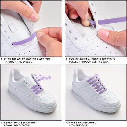 Purple Stretchy Tieless Silicone Elastic Shoelaces | 20 Straps