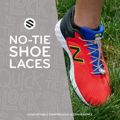 Grey Quick Lock No Tie Elastic Shoelaces