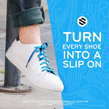 Neon Blue Flat Elastic Stretch Shoelaces
