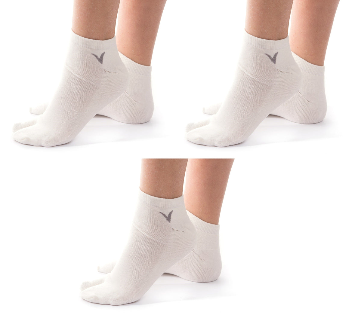 V-Toe Thicker Split-Toe Tabi Ankle Socks – 3 Pairs, Casual or Athletic
