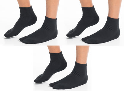 V-Toe Thicker Split-Toe Tabi Ankle Socks – 3 Pairs, Casual or Athletic