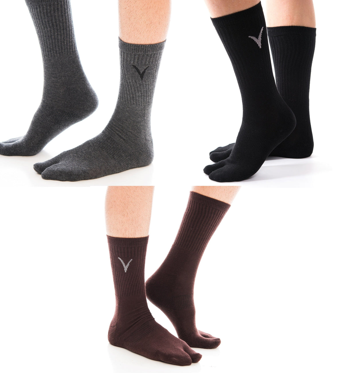 V-Toe Thicker Tabi Athletic Socks - 3 Pairs