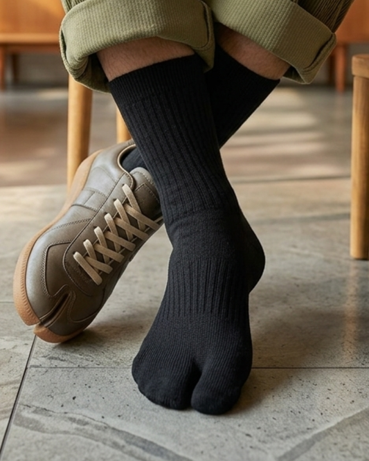 V-Toe Athletic Split-Toe Tabi Crew Socks