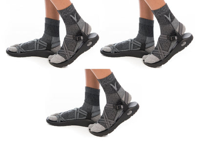 V-Toe Wool Tabi Socks - Light Grey - 3 Pairs