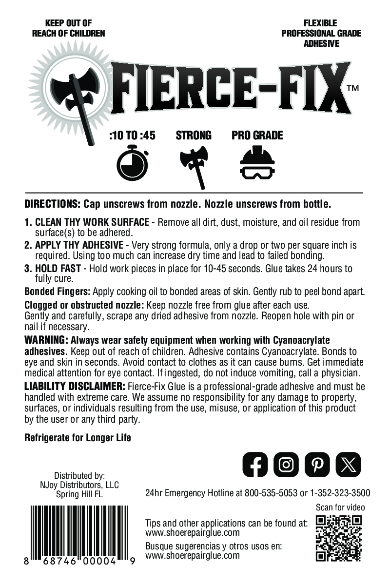 Fierce-Fix Glue: All-purpose adhesive, clear finish, plastic, metal, rubber, leather, wood, ceramic, crafts, models, household repairs