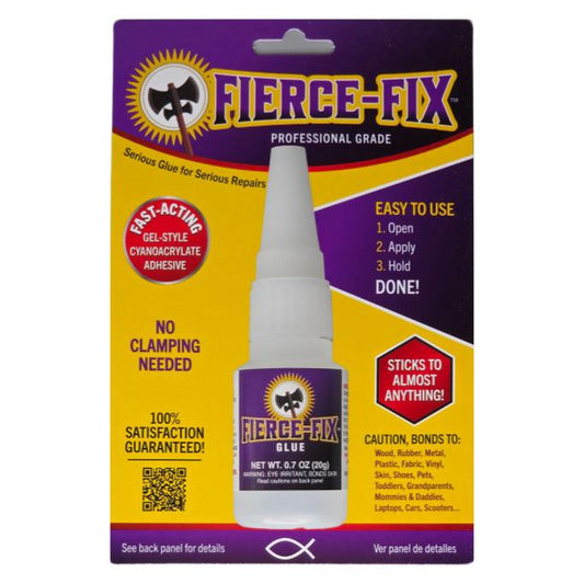 Fierce-Fix Glue: All-purpose adhesive, clear finish, plastic, metal, rubber, leather, wood, ceramic, crafts, models, household repairs