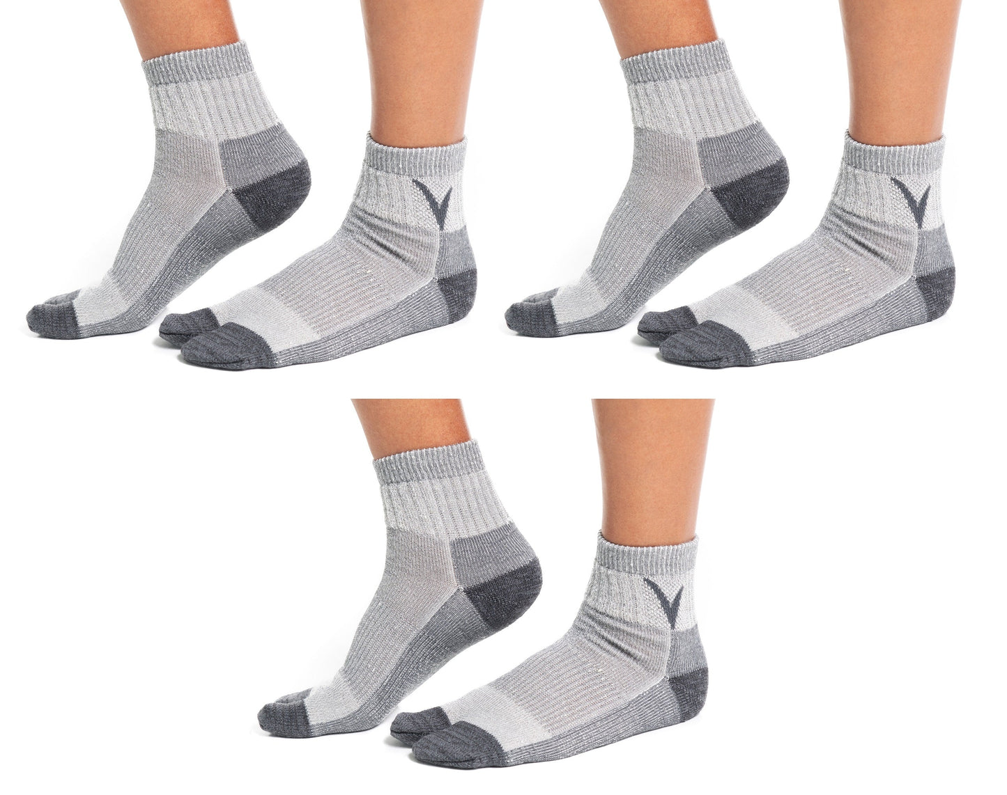 V-Toe Wool Tabi Socks - Light Grey - 3 Pairs