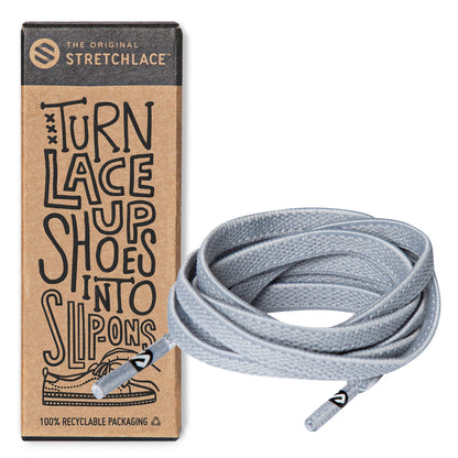 Light Grey Flat Elastic Stretch Shoelaces