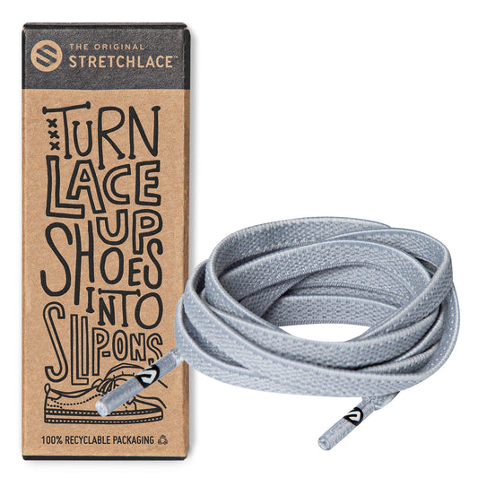 Light Grey Flat Elastic Stretch Shoelaces