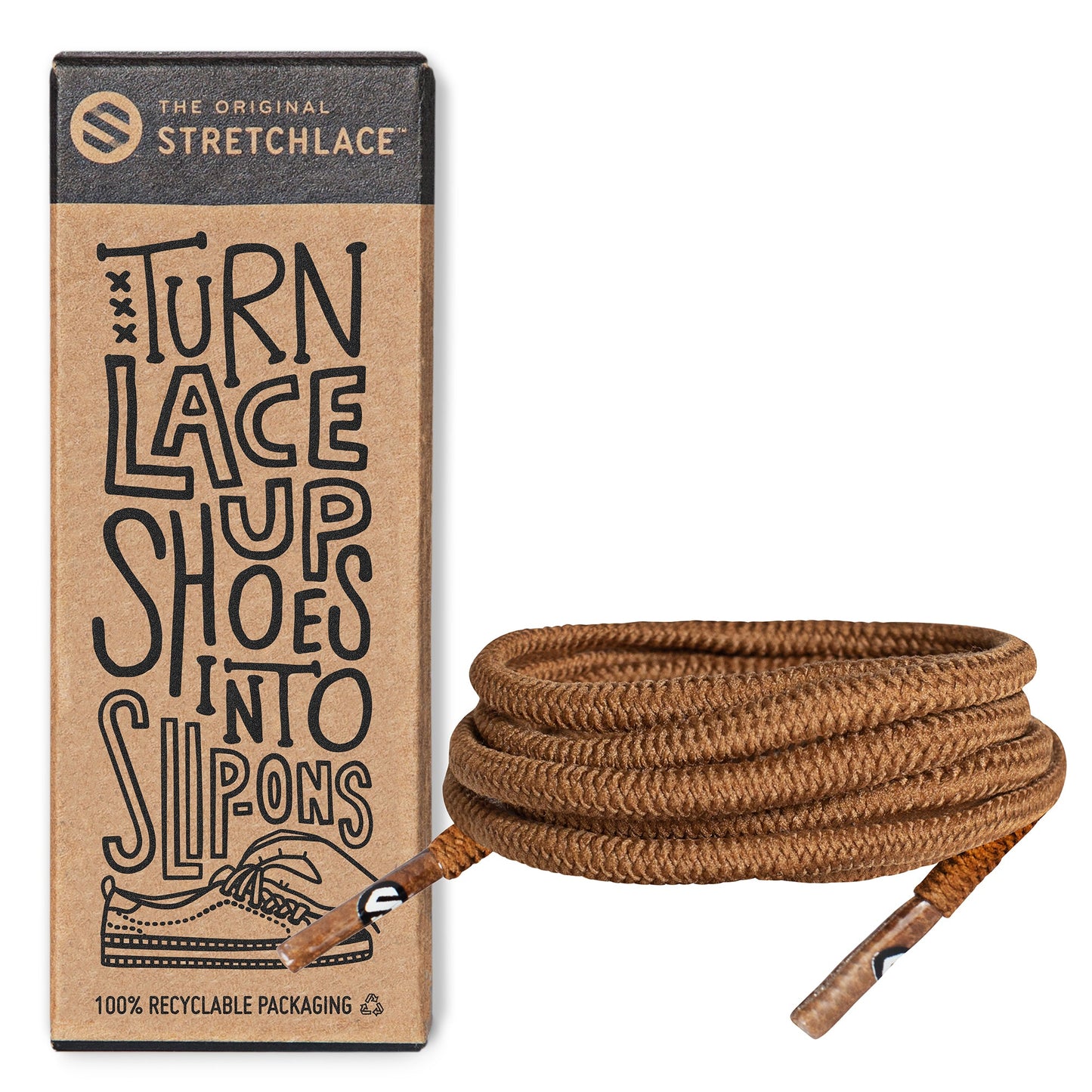 Light Brown Round Elastic Stretch Shoelaces