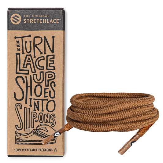 Light Brown Round Elastic Stretch Shoelaces