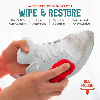 Red Moose Sneaker & Shoe Cleaning Kit – Foaming Cleaner, Stiff Brush, Microfiber Cloth & Storage Bag for Leather, Canvas, Suede & Mesh Shoes