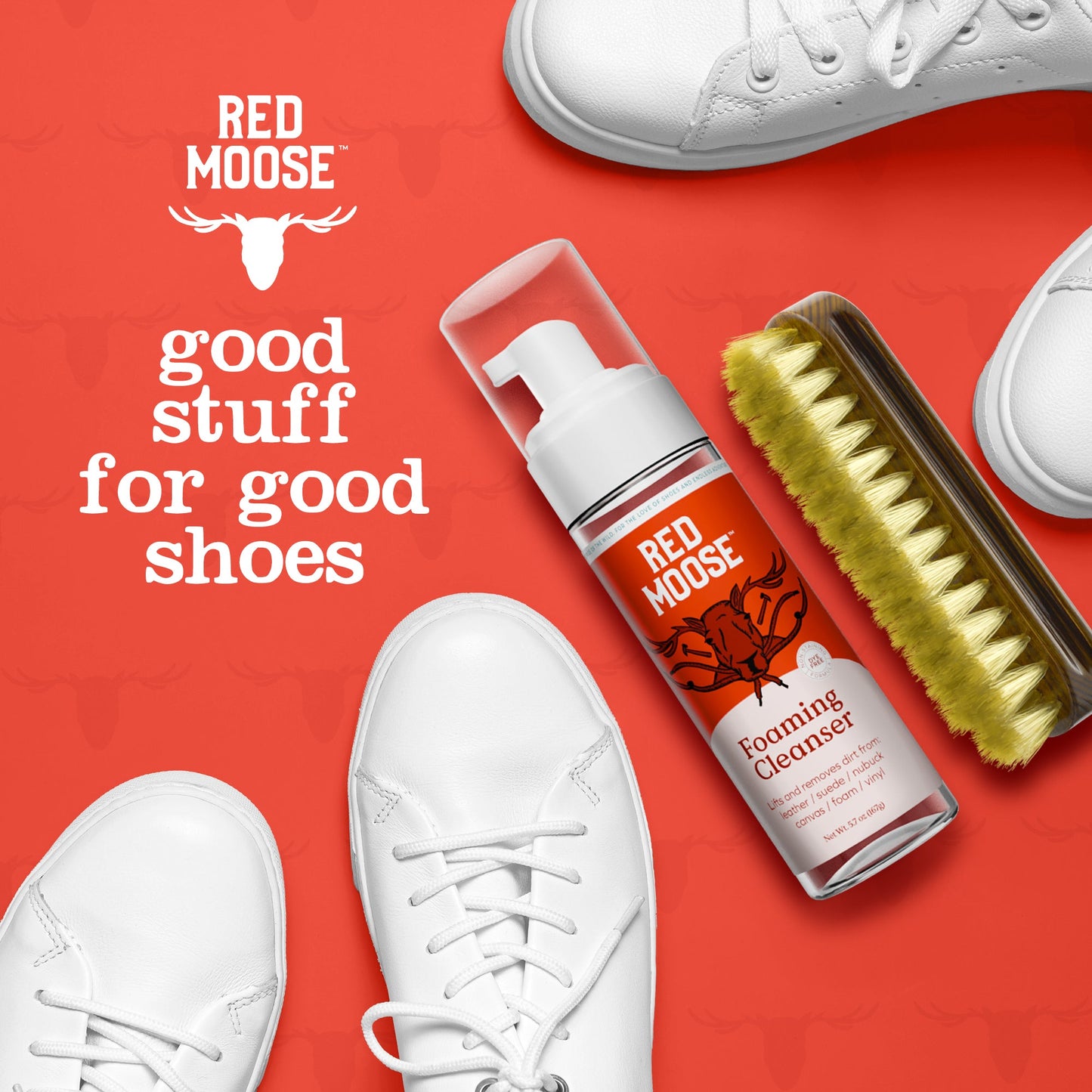 Red Moose Sneaker & Shoe Cleaning Kit – Foaming Cleaner, Stiff Brush, Microfiber Cloth & Storage Bag for Leather, Canvas, Suede & Mesh Shoes