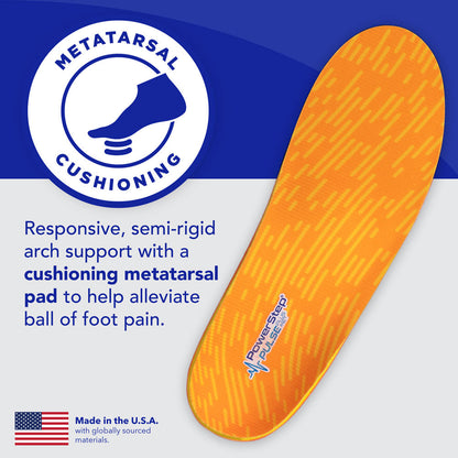 Powerstep PULSE +Met Support: Premium full Length Insoles for Casual and Athletic shoes, Men's and Women's