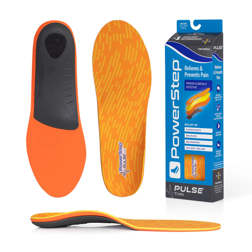 Powerstep PULSE THIN: Premium full Length Insoles for Casual and Athletic shoes, Men's and Women's