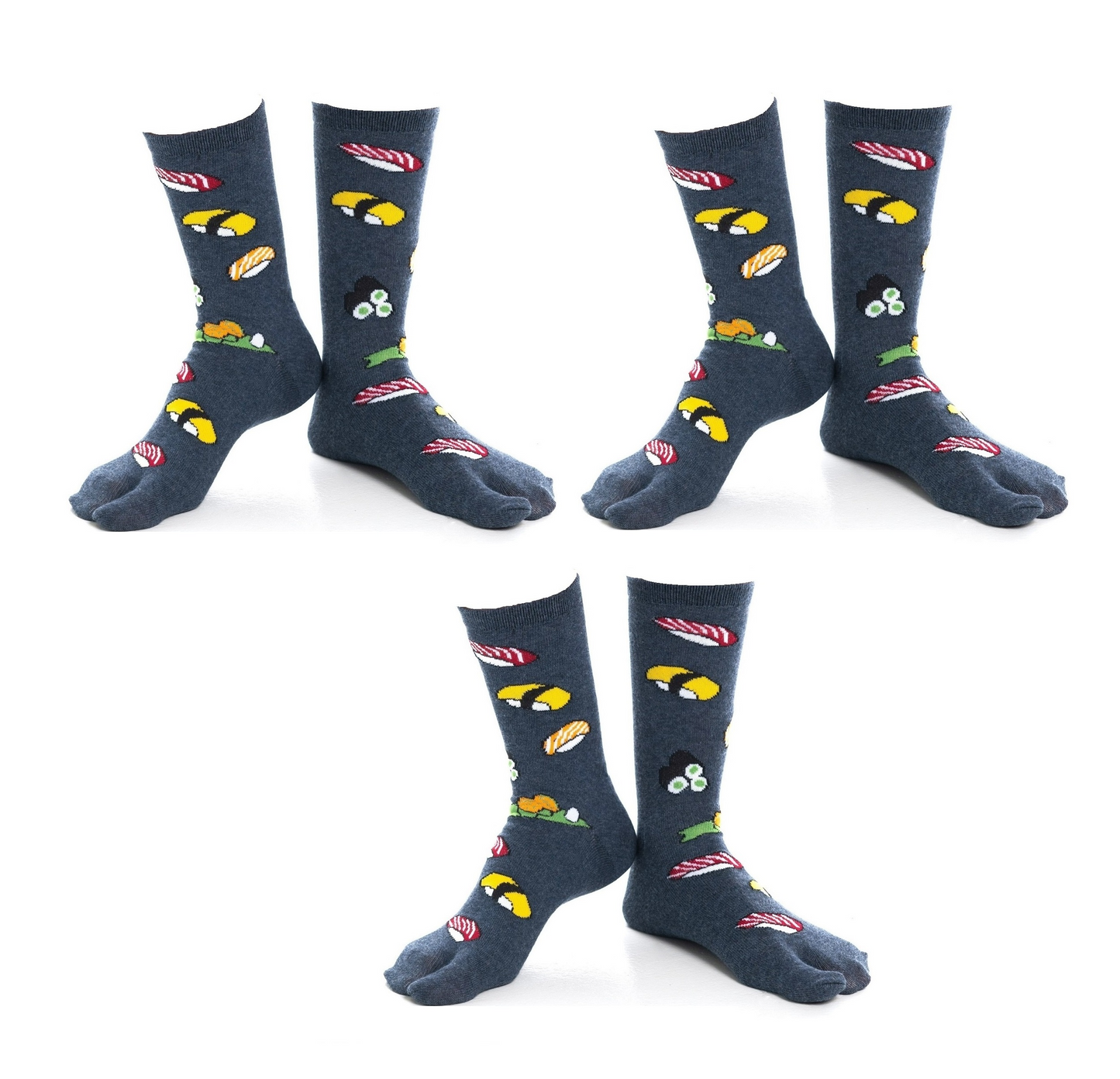 V-Toe Tabi Fun Pattern Socks - Ninja & Sushi - 3 Pairs