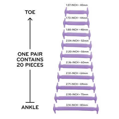 Purple Stretchy Tieless Silicone Elastic Shoelaces | 20 Straps