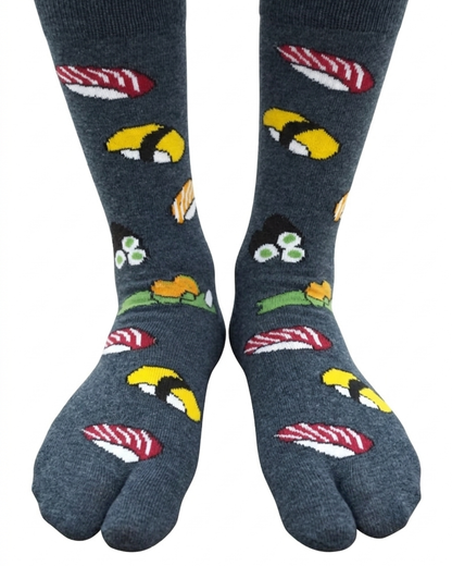 V-Toe Tabi Fun Pattern Socks - Ninja & Sushi - 3 Pairs
