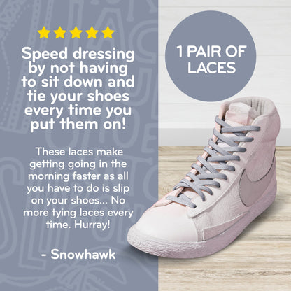 Light Grey Flat Elastic Stretch Shoelaces
