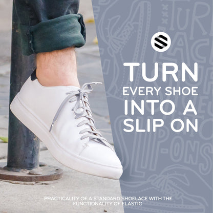 Light Grey Flat Elastic Stretch Shoelaces