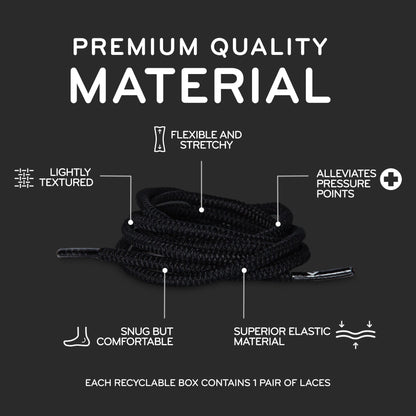 Black Round Elastic Stretch Shoelaces