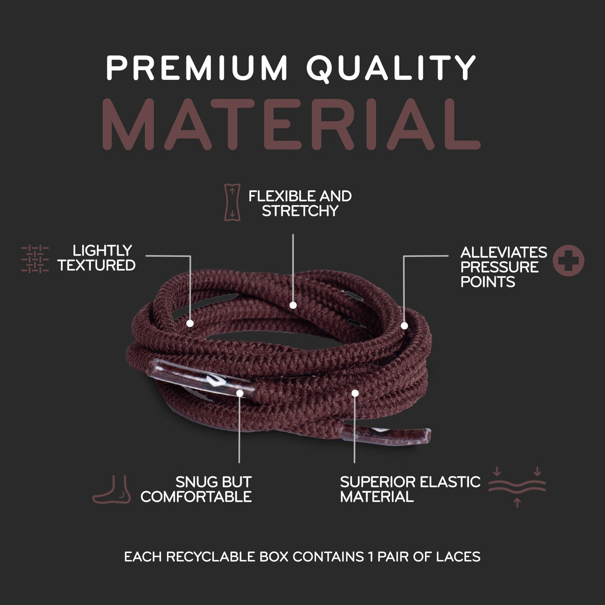 Dark Brown Round Elastic Stretch Shoelaces