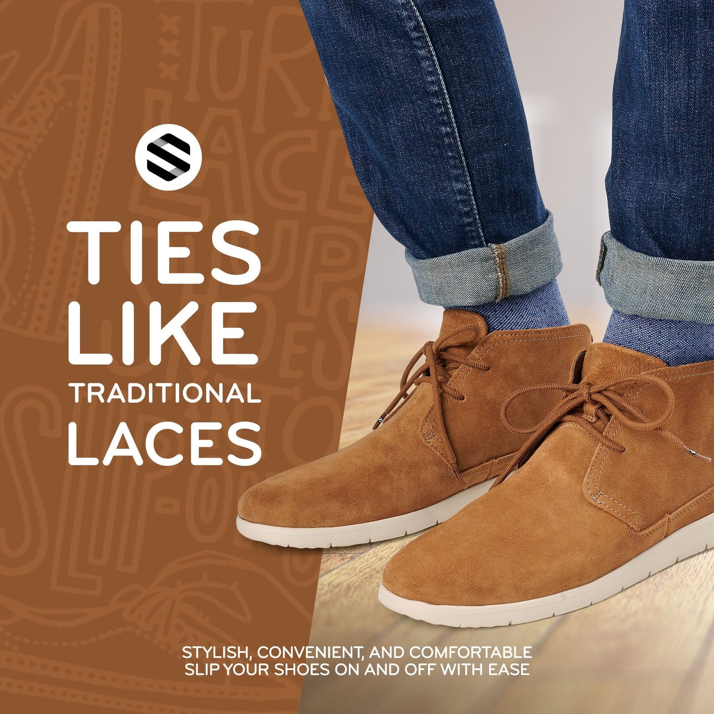 Light Brown Round Elastic Stretch Shoelaces