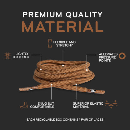 Light Brown Round Elastic Stretch Shoelaces