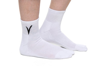 V-Toe Athletic Split-Toe Tabi Socks Thicker Mini Quarter Crew in Black, White or Gray