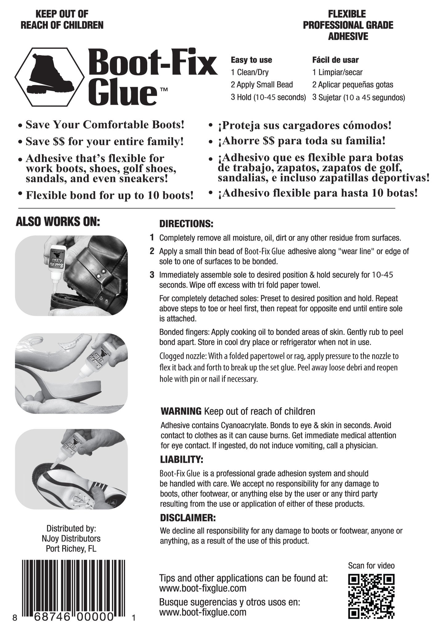 Boot-Fix Instant Professional Grade Shoe Repair Glue for sale online